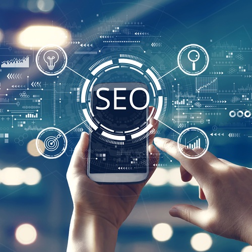 Seo Concept With Person Using Smartphone